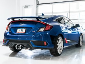 Honda Civic Si Performance Exhaust - Rear - AWE Tuning - Cat Back, Touring Edition, Dual Tips - Chrome Silver - `16-`27